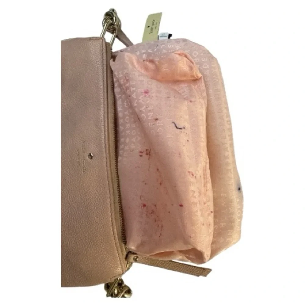 Kate Spade Elegant Tan/Pink Leather Shoulder Bag